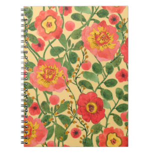Watercolor painting retro floral seamless pattern notebook