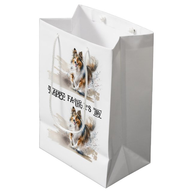 Watercolor Painting Rough Collies Medium Gift Bag (Front Angled)