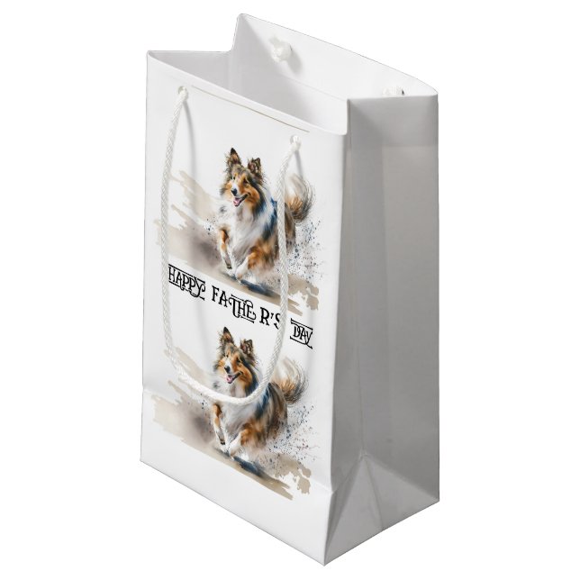 Watercolor Painting Rough Collies Small Gift Bag (Front Angled)
