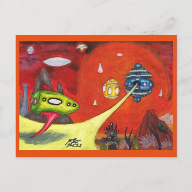 Watercolor Painting Science Fiction Dimension Art Holiday Postcard (Front)