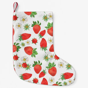 Watercolor painting Seamless pattern of strawberri Small Christmas Stocking