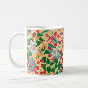 Watercolor painting seamless pattern with beautifu coffee mug