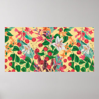 Watercolor painting seamless pattern with beautifu poster