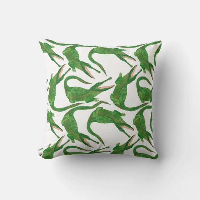 watercolor painting seamless pattern with crocodil cushion (Front)