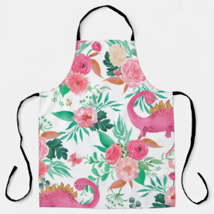 Watercolor painting seamless pattern with cute din apron