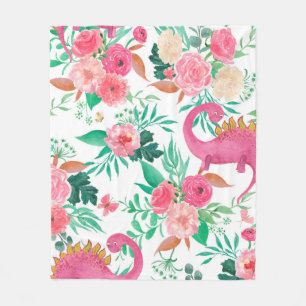 Watercolor painting seamless pattern with cute din fleece blanket