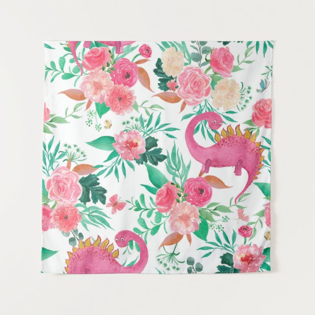 Watercolor painting seamless pattern with cute din tapestry (Front)
