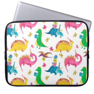Watercolor painting seamless pattern with dinosaur laptop sleeve