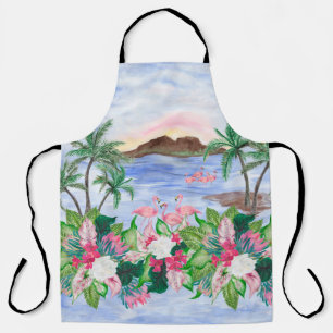 Watercolor painting seamless pattern with hawaiian apron