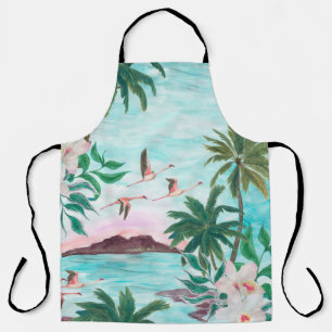 Watercolor painting seamless pattern with hawaiian apron