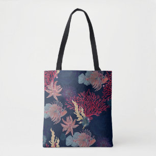 Watercolor painting seamless pattern with red lion tote bag