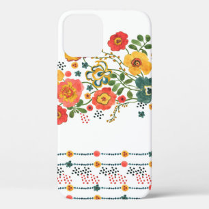Watercolor painting seamless pattern with stylised iPhone 12 case