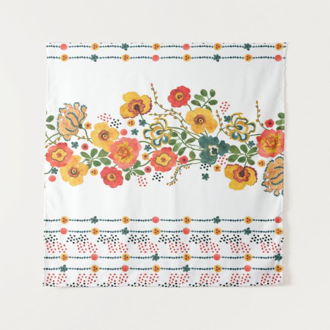 Watercolor painting seamless pattern with stylized tapestry (Front)