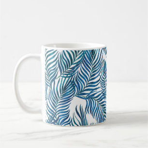 Watercolor painting seamless pattern with tropical coffee mug
