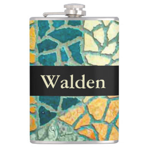Watercolor Painting Stone Mosaic + your ideas Hip Flask