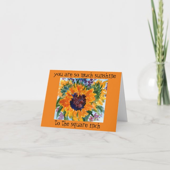 watercolor painting sunflower + walt whitman quote card (Front)