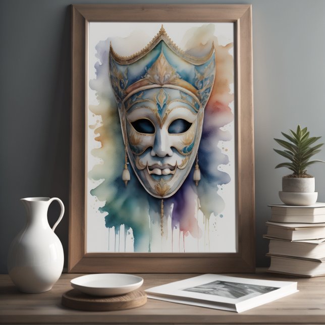 Watercolor Painting Venetian Mask 3:2 XI Poster (Creator Uploaded)