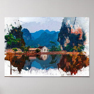 watercolor painting vietnam poster