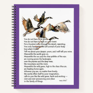 watercolor painting:wild geese & mary oliver poem notebook