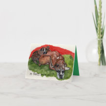 watercolor painting Xmas Boxers, whimsical message
