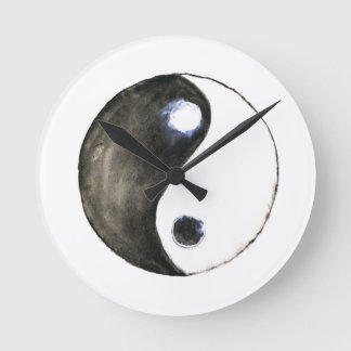 watercolor painting yin yang symbol art  round clock