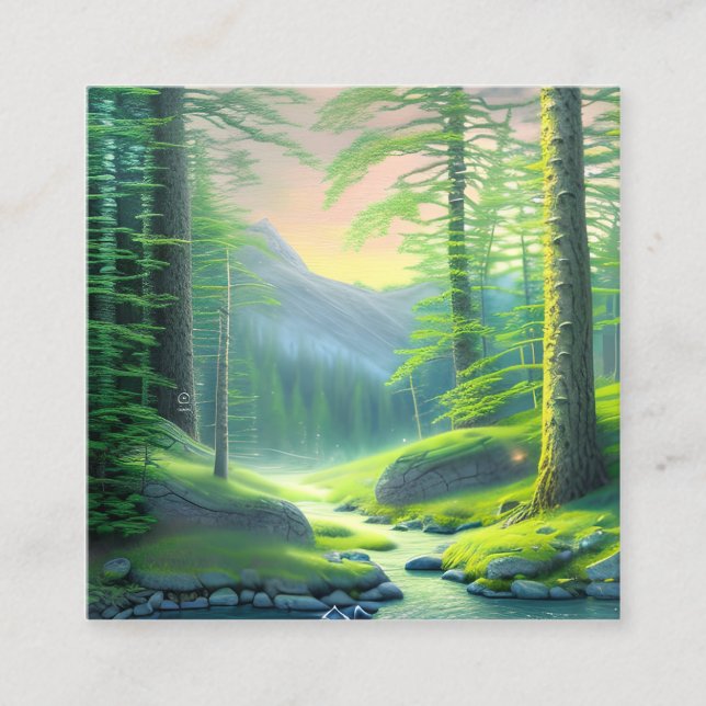 Watercolor Paintings that Depict Forest Square Business Card (Front)