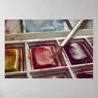 Watercolor paints photographic print. poster