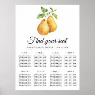 Watercolor pair pears Wedding seating chart