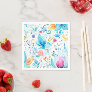Watercolor Paisley Bloom Pattern Napkin