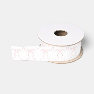 Watercolor Pale Pink Bows Grosgrain Ribbon