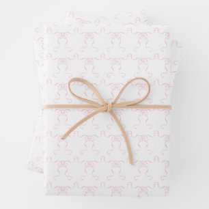 Watercolor Pale Pink Bows Wrapping Paper Sheet