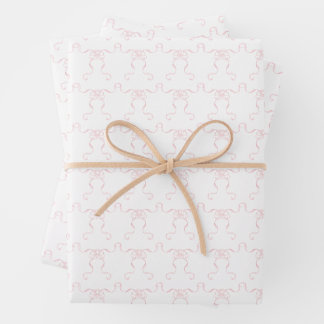 Watercolor Pale Pink Bows Wrapping Paper Sheet
