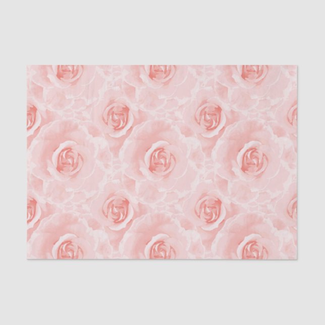 Watercolor Pale Pink Roses Floral Tissue Paper (Front)