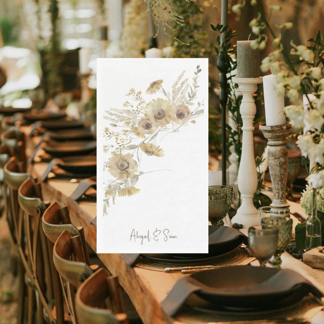 Watercolor Pale Sunflowers Personalised Napkin (Creator Uploaded)