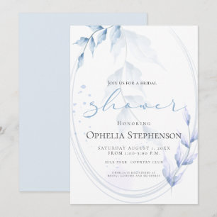 Watercolor Pale Violet and Dusty Blue Foliage Invitation