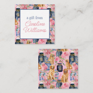 Watercolor Palm Beach Golden Retrievers Ginger Jar Card