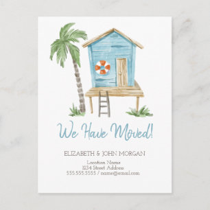 Watercolor Palm Beach House Announcement Postcard