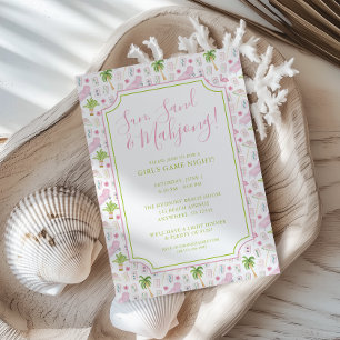 Watercolor Palm Beach Mahjong Party Invitation