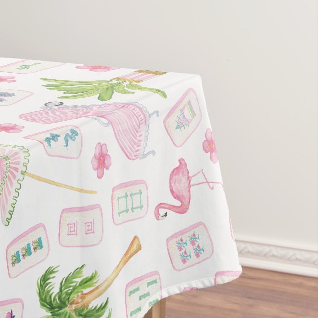 Watercolor Palm Beach Mahjong Tablecloth (In Situ)