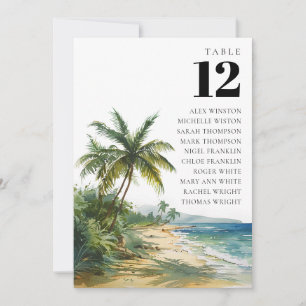 Watercolor Palm Beach Table Number Seating Chart