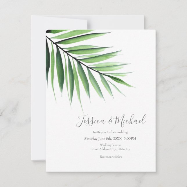 Watercolor Palm Invitation (Front)