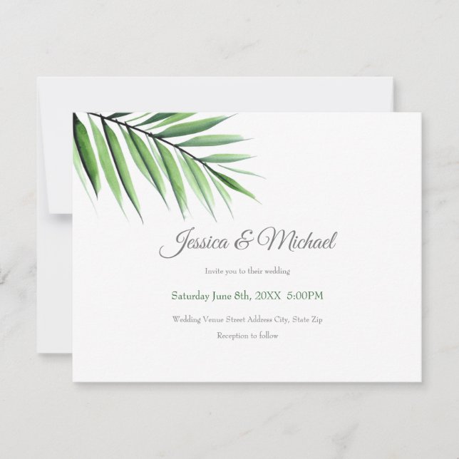 Watercolor Palm  Invitation (Front)