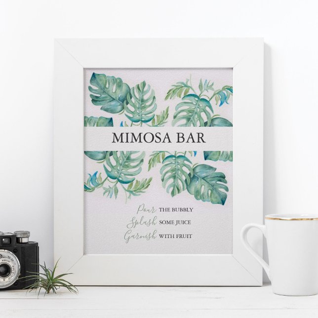Watercolor Palm Leaves Mimosa Bar Poster (Creator Uploaded)