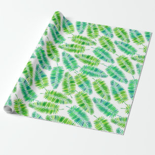 Watercolor palm leaves pattern wrapping paper