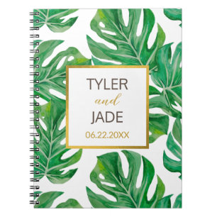 Watercolor Palm Leaves Personalised Wedding Notebo Notebook