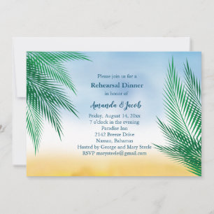 Watercolor Palm Leaves Rehearsal Dinner Invitation