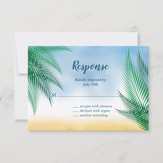Watercolor Palm Leaves RSVP (Front)