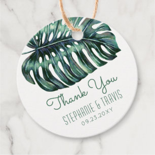 Watercolor Palm Monstera Leaf Tropical Thank You Favour Tags