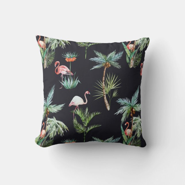 Watercolor Palm Pattern | Add Your Initial Cushion (Front)