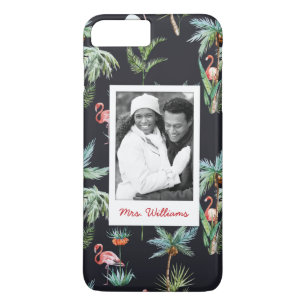 Watercolor Palm Pattern   Add Your Photo & Name iPhone 8 Plus/7 Plus Case